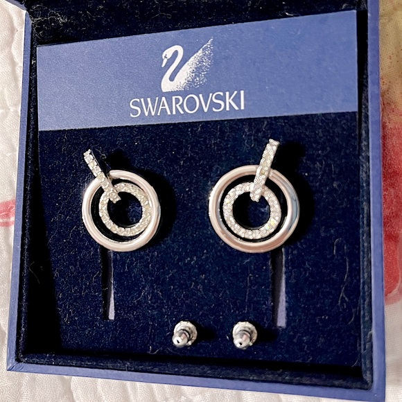SWAROVSKI Crystal Circular Drop, Pierced Earrings - Picture 2 of 8